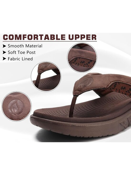 Men\'s Brown Flip Flop Open Toe Athletic Orthotic Fasciitis Sport Sandal Shoes main image 2
